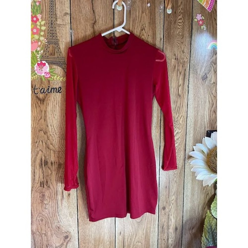 Women's Vestidos Dress with Sheer Sleeves